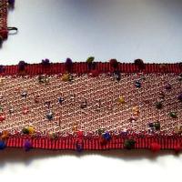 Ruban aspect tweed fantaisie bordeaux 2 