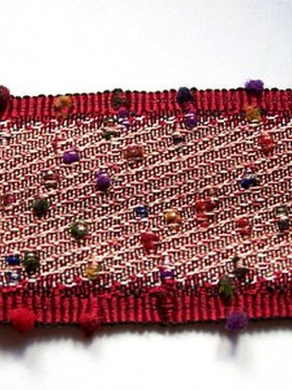 Ruban aspect tweed fantaisie bordeaux 3 