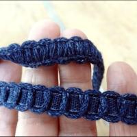 Ruban bleu jean facon nid d abeille 3