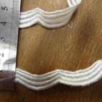 Ruban brode blanc casse motif vagues 1 