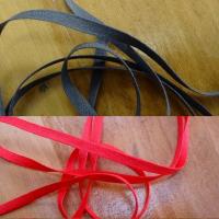 Ruban coton plat 4 mm rouge ou gris