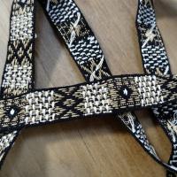 Ruban coton tisse amerindien beige creme noir 1