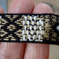 Ruban coton tisse amerindien beige creme noir 3