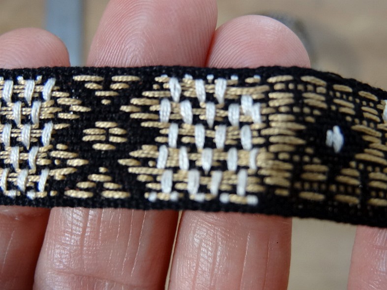 Ruban coton tisse amerindien beige creme noir 3