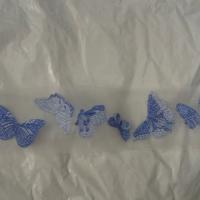 Ruban d organza brode de papillons bleu ciel cerule 1