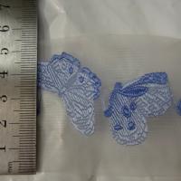 Ruban d organza brode de papillons bleu ciel cerule 2