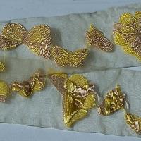 Ruban d organza brode de papillons jaune 1