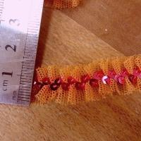 Ruban elastique resille froncee orange sequins rose metal 1