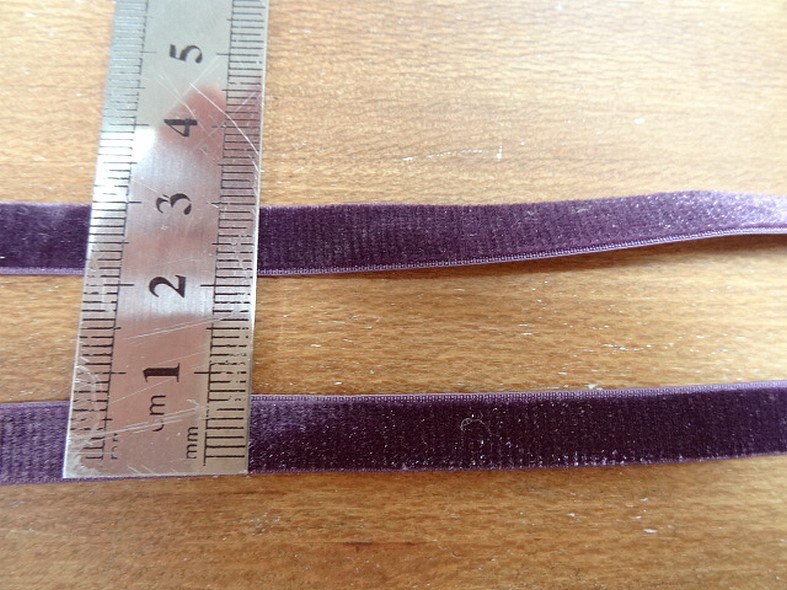 Ruban elastique velours prune 2