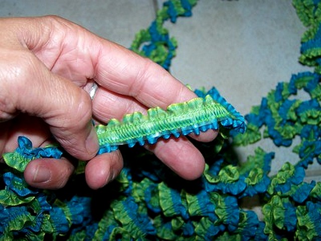 Ruban fronce elastique bleu vert 1