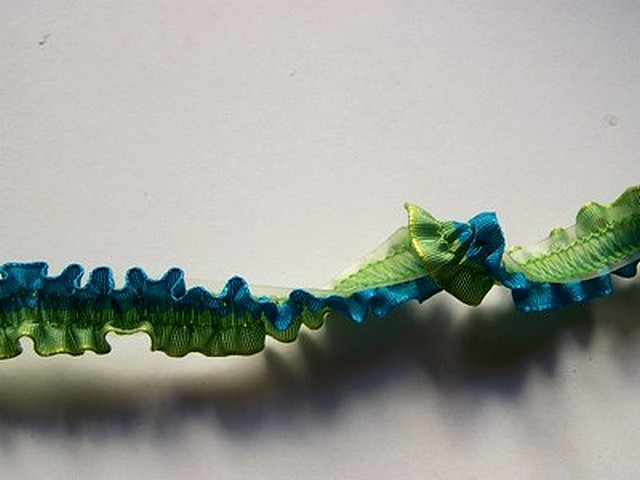 Ruban fronce elastique bleu vert 2 