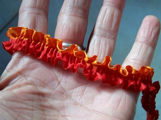 Ruban fronce elastique orange rouge 1