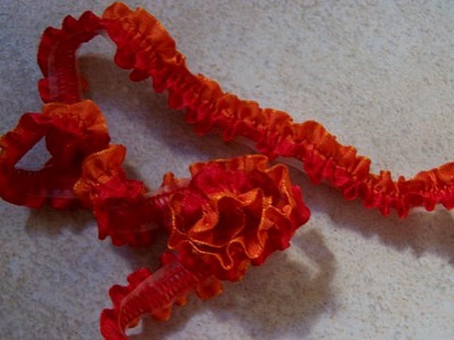Ruban fronce elastique orange rouge 3 