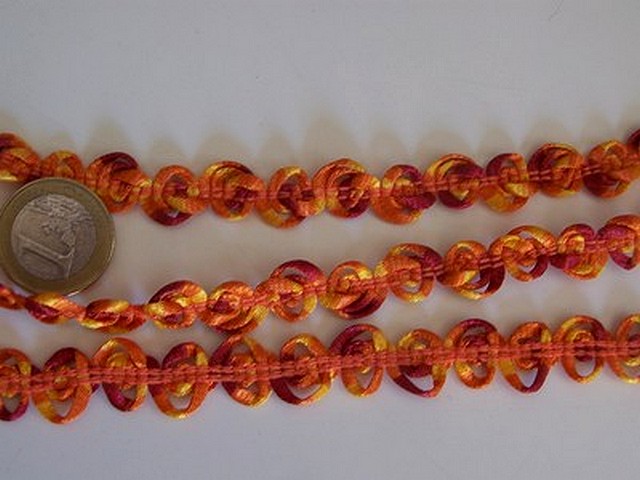 Ruban fuego elastique bouton de roses orange 1