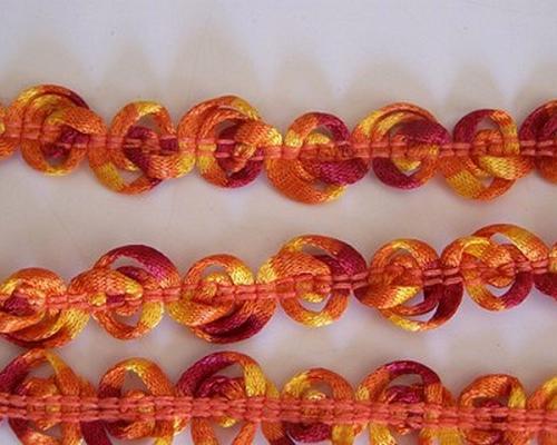 Ruban fuego elastique bouton de roses orange 2 