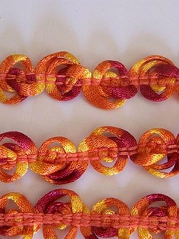 Ruban fuego elastique bouton de roses orange 2 