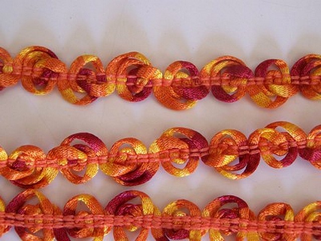 Ruban fuego elastique bouton de roses orange 2