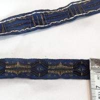 Ruban galon bleu marine vieil or eclat 1