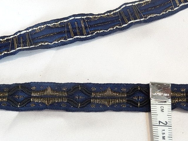 Ruban galon bleu marine vieil or eclat 1
