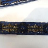 Ruban galon bleu marine vieil or eclat 2 
