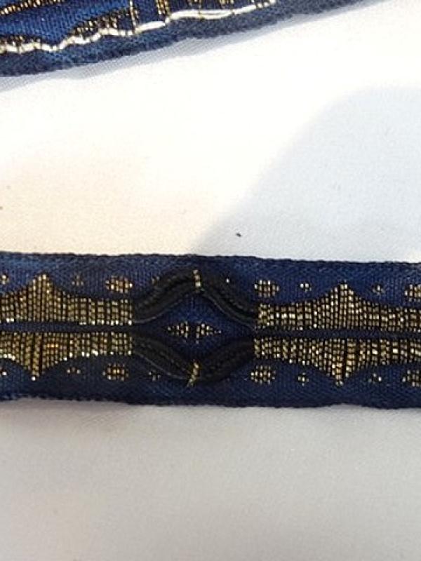 Ruban galon bleu marine vieil or eclat 2 