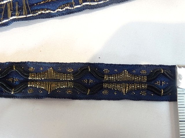 Ruban galon bleu marine vieil or eclat 2