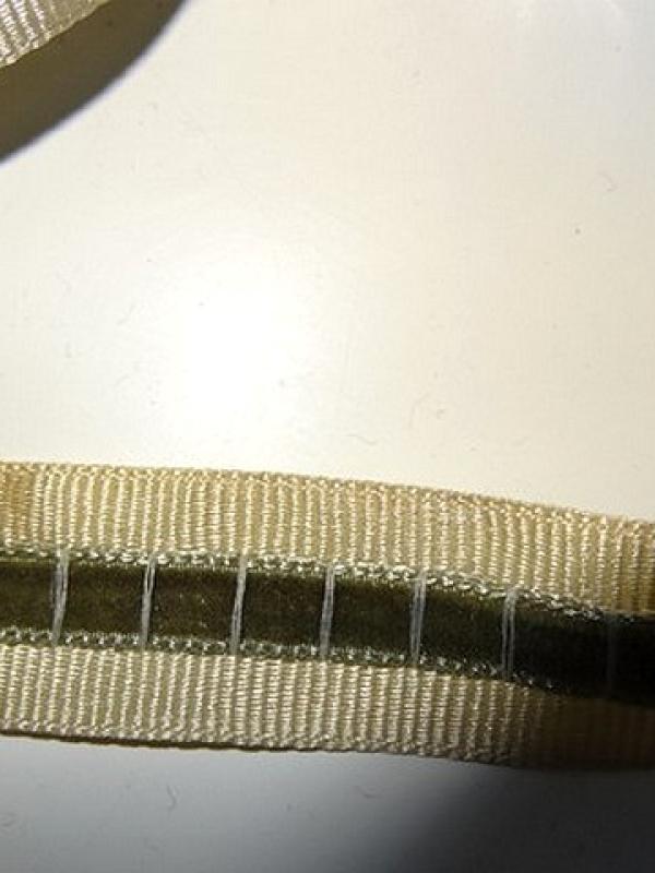 Ruban gros grain et velours entre deux kaki beige 3