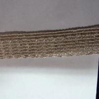 Ruban maille fine blanc casse or pale 