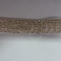 Ruban maille fine blanc casse or pale 1 