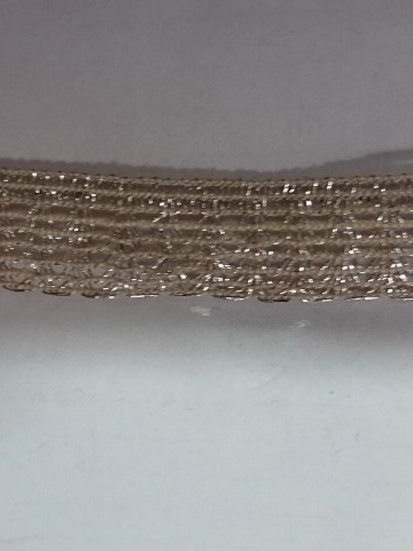 Ruban maille fine blanc casse or pale 1 
