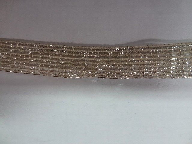 Ruban maille fine blanc casse or pale 1