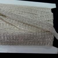 Ruban maille fine blanc casse or pale 2