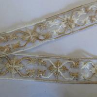 Ruban organza brode beige blanc 1 