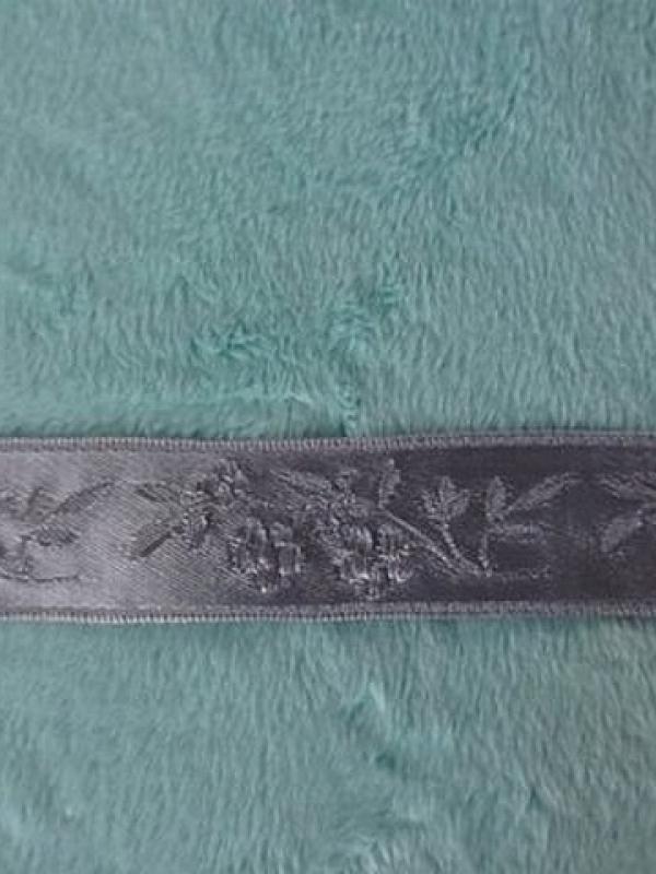 Ruban satin gris damasse fleuri 1 