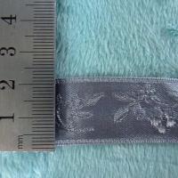 Ruban satin gris damasse fleuri 2