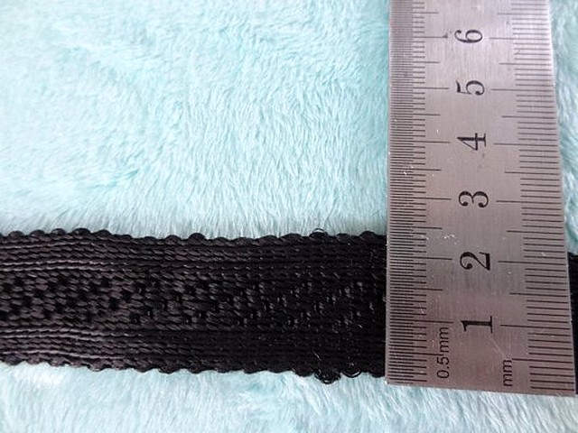 Ruban tresse épaisse en rayonne noire 2