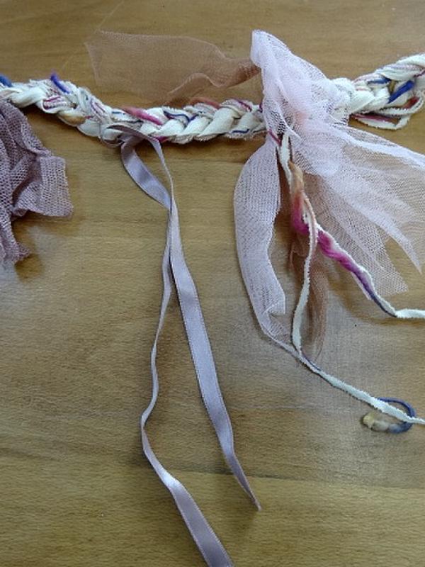 Ruban tresse a nouer vieux rose mauve 1 