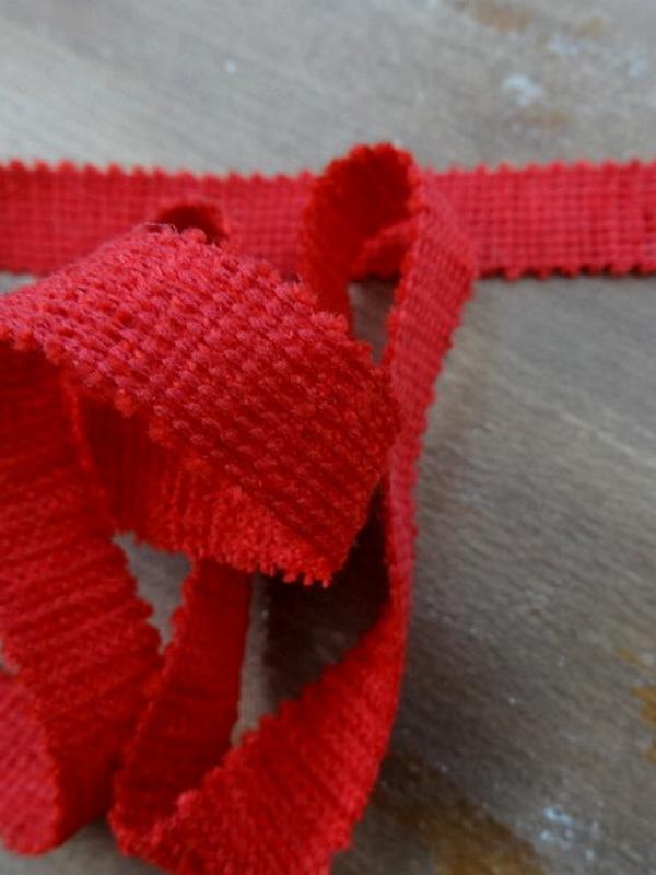 Ruban tresse plate rouge 13 mm