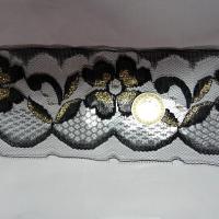 Ruban tulle fin dentelle noire doree 1