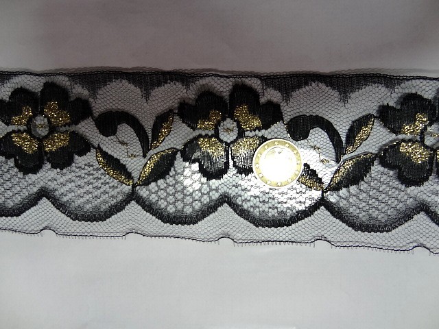 Ruban tulle fin dentelle noire doree 1