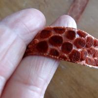 Ruban velours frappe guepard corail fonce 3