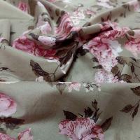 satin coton beige fleuri rose4