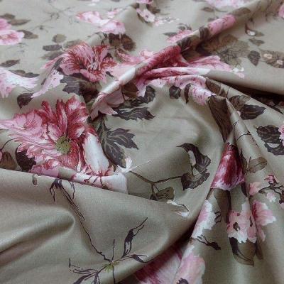 satin coton beige fleuri rose6