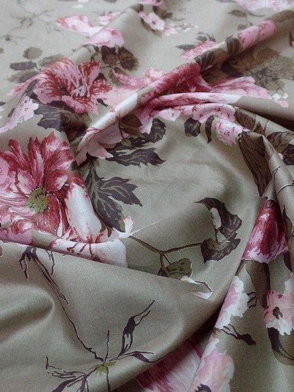 satin coton beige fleuri rose6