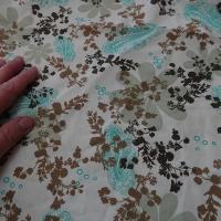 Satin coton blanc motif fleurs et cachemire turquoise et jade 2