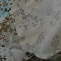 Satin coton blanc motif fleurs et cachemire turquoise et jade 3