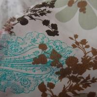 Satin coton blanc motif fleurs et cachemire turquoise et jade 4 