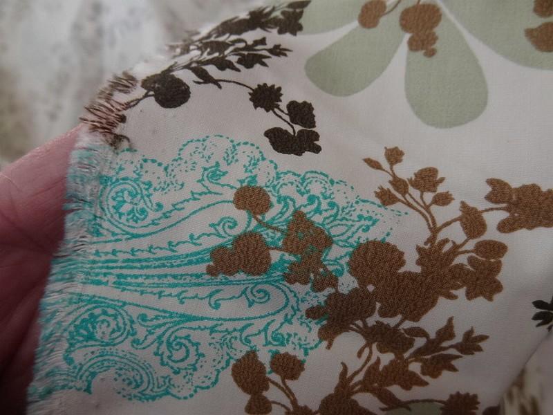 Satin coton blanc motif fleurs et cachemire turquoise et jade 4