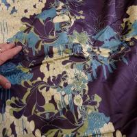 Satin coton lycra aubergine motifs japonais 2 