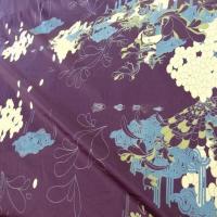 Satin coton lycra aubergine motifs japonais 5 